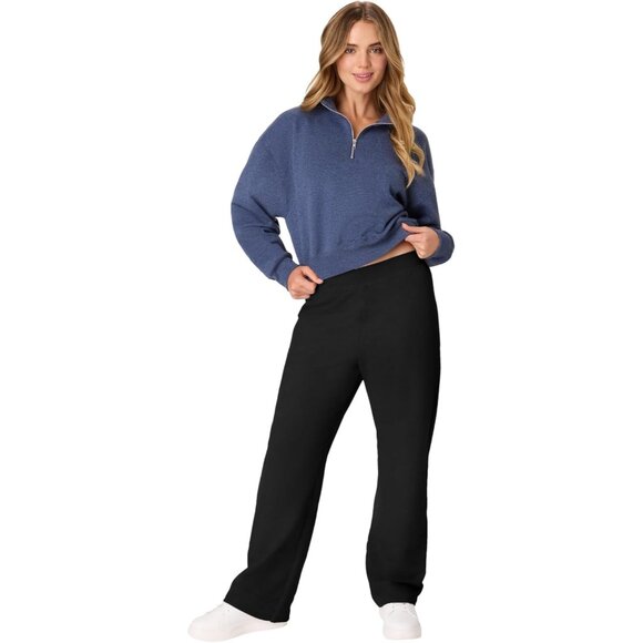Women’s EcoSmart Fleece Petite Sweatpants, Open Bottom Sweatpants, Petite, 28.5' - Picture 4 of 7